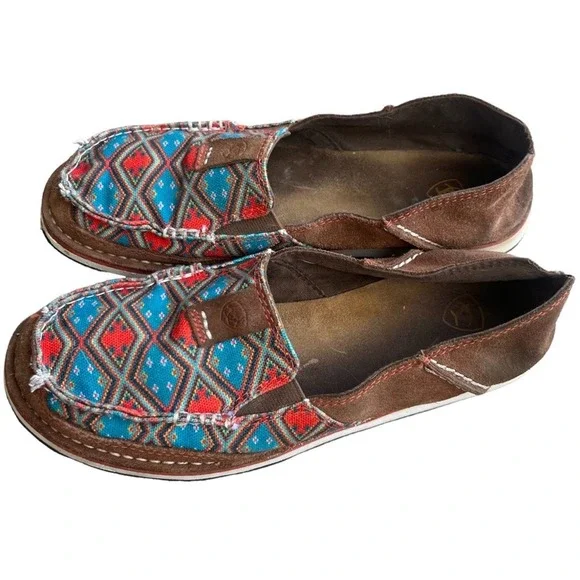 Ariat Brown Leather Slip-On Loafers with Western Detailing Ariat Womens Brown Copper Glitter Inlay Cruiser Slip On Shoe  main image 3